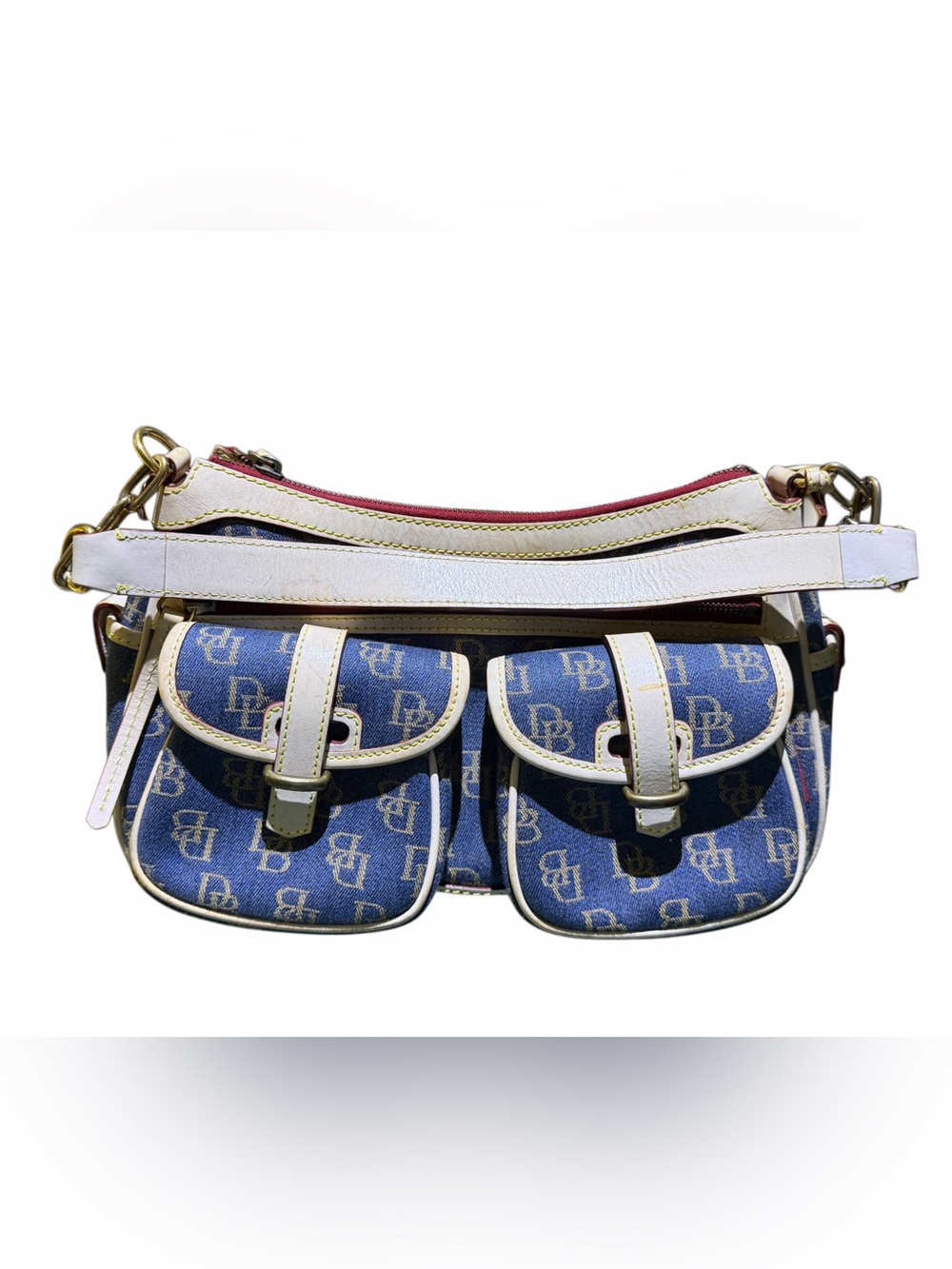 Dooney & Bourke Navy and Cream Shoulder Bag - Picture 7 of 8